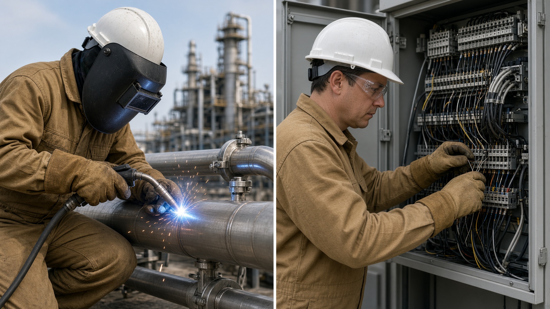 Blue-collar electrical and instrument technicians, welders and fabricators.