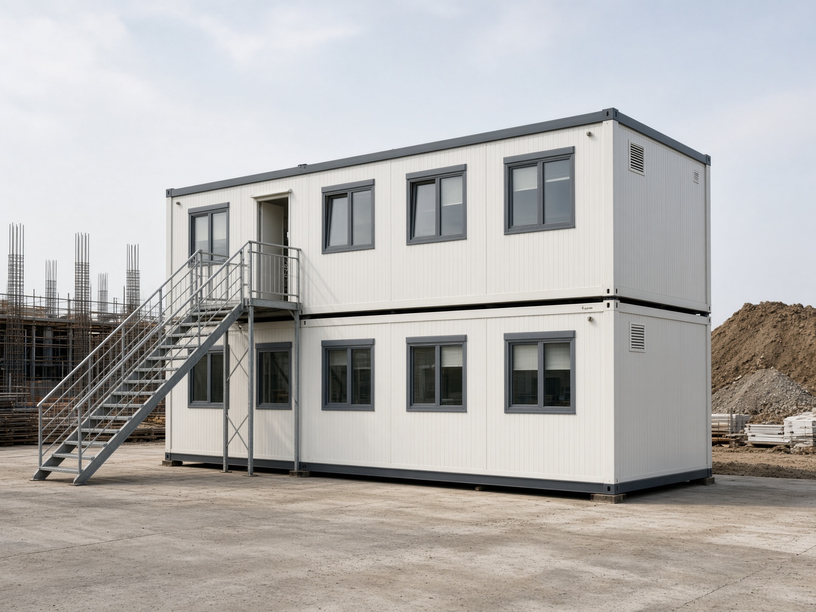 Double-deck site office for facility rental.
