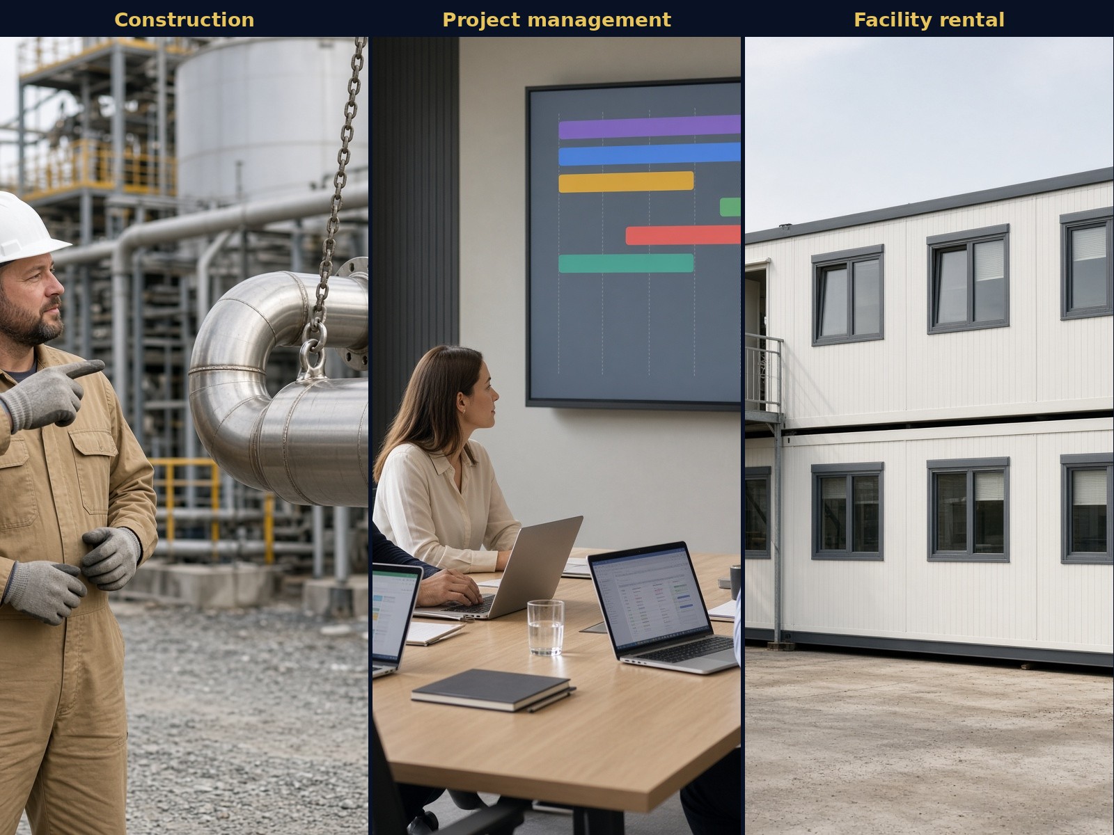 Averon support services: construction support, project management and facility rental.